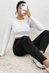 Wide Waistband Ribbed Textured Knit Leggings